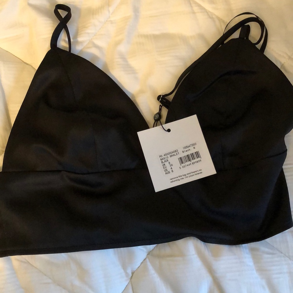 Black satin bralette